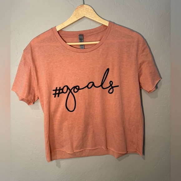 Hashtag Goals Baby Tee - Light Pink Crop Top Short Sleeve SZ SMALL - LARGE NWT! - Picture 2 of 11